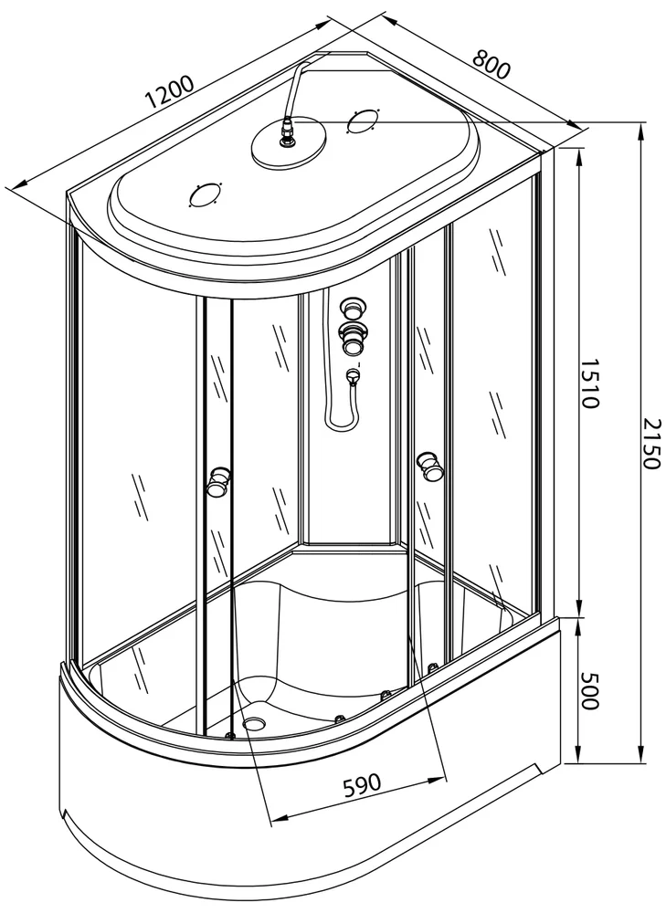 Душевая кабина Deto L 120х80 с электрикой  L920REL - 8