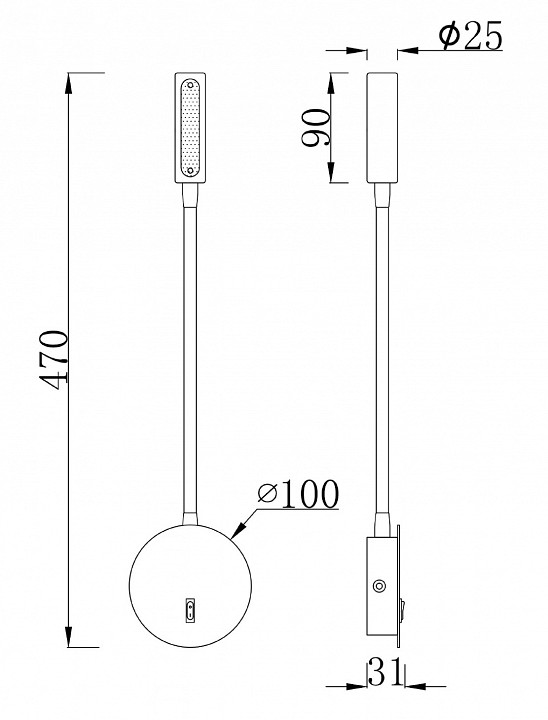 Бра Maytoni Technical Stem C035WL-L3MG3K - 1