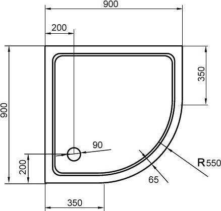 Поддон для душа Cezares SMC R 90x90 см TRAY-M-R-90-550-35-W - 2