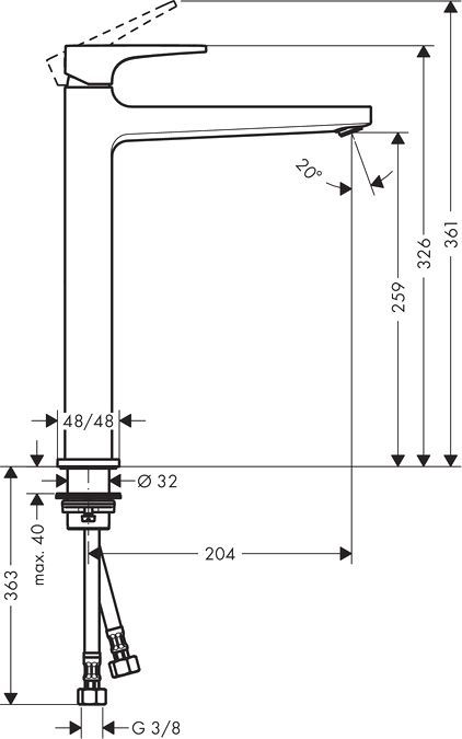 Смеситель Hansgrohe Metropol 32512000 для раковины, с донным клапаном Push-Open - 2