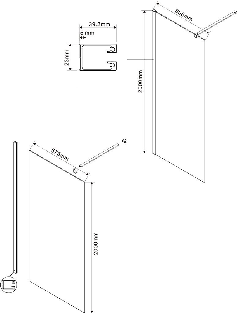 Душевая перегородка Vincea Walk-in VSW-1H900CG 90 см, профиль хром, стекло тонированное - 3