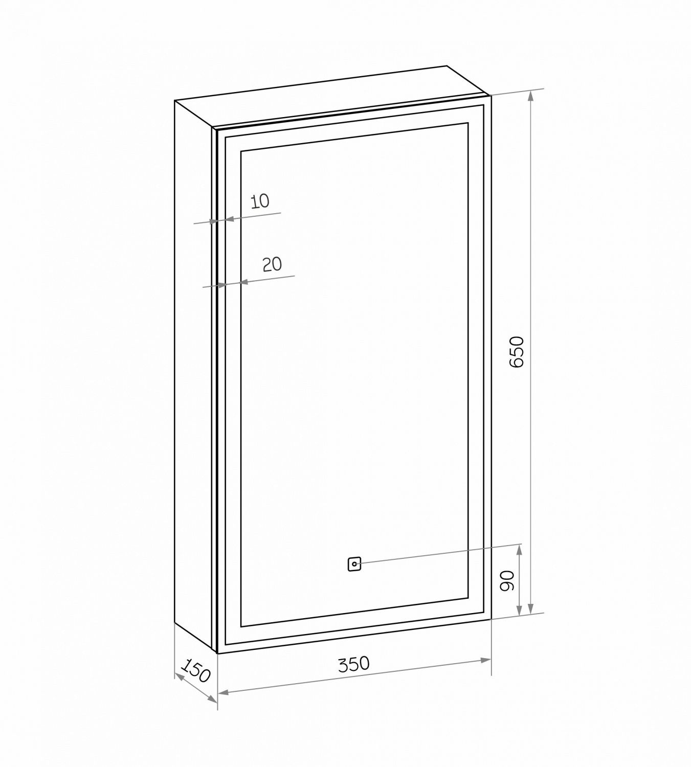 Зеркало-шкаф с подсветкой ART&MAX TECHNO AM-Tec-350-650-1D-L-DS-F-Nero - 3