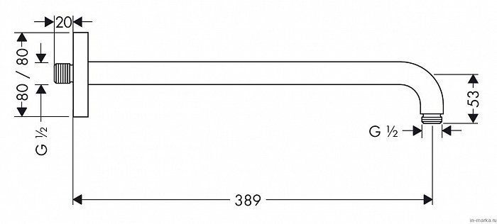 Кронштейн для верхнего душа Hansgrohe 27446000 - 1