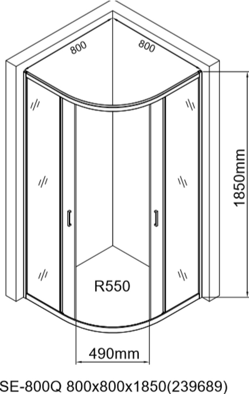 SE-800Q Душ. Ограждение полукруг 80х80х185, стекло 4 мм, прозр. (270062) - 9