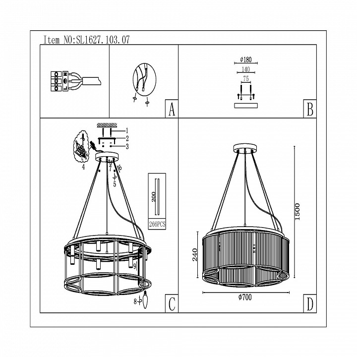 Подвесная люстра ST-Luce Velletri SL1627.103.07 - 3