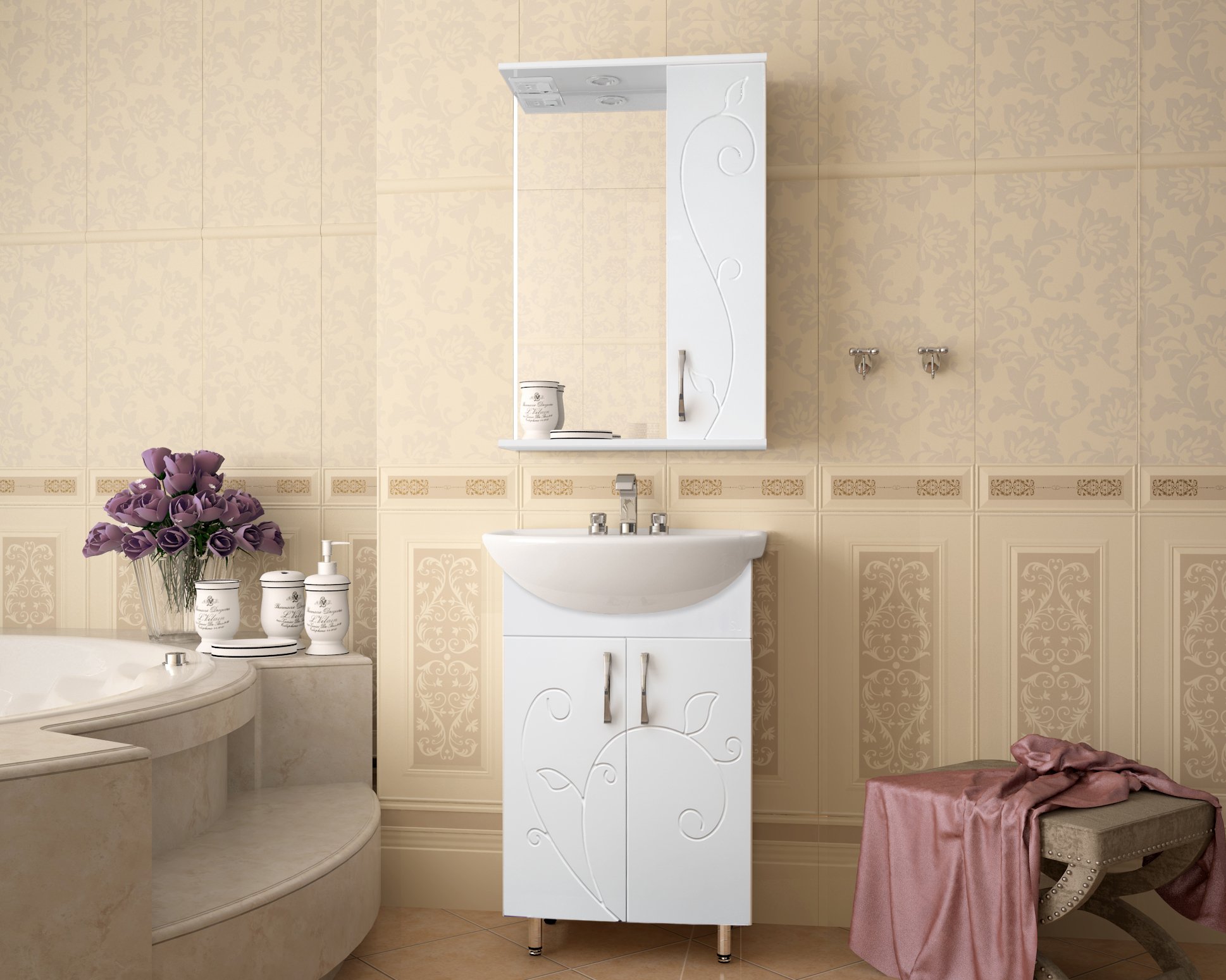 Тумба с раковиной Style Line Эко Фьюжн №9 55 белая - 1