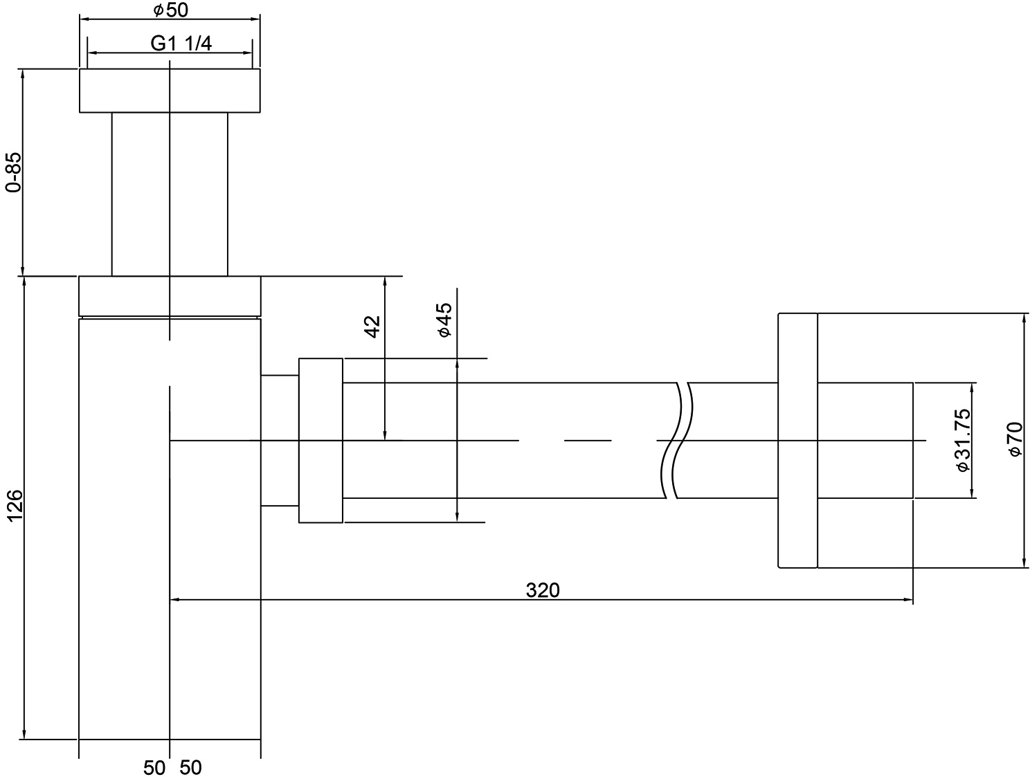 Сифон для раковины Timo  959/17L золото матовое - 1