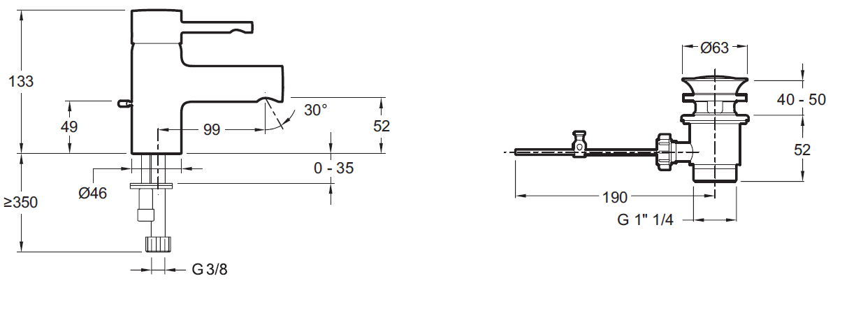 Смеситель Jacob Delafon Cuff E37301-CP для раковины - 1