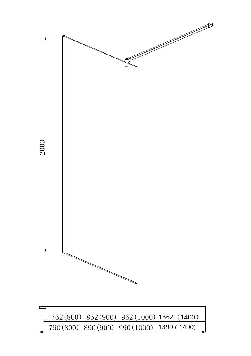 AQ WIW 14020CH Душевая перегородка Walk in с держателем 1400x2000 профиль хром, стекло прозрачное - 2