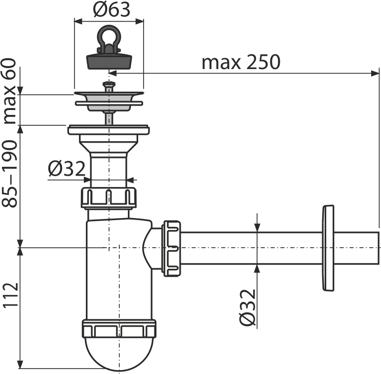 Сифон для раковины AlcaPlast A410 - 2