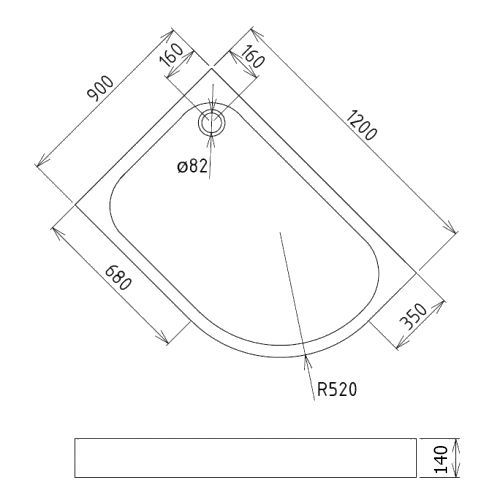 Душевой поддон Gemy  120x90 см  ST20 L - 1