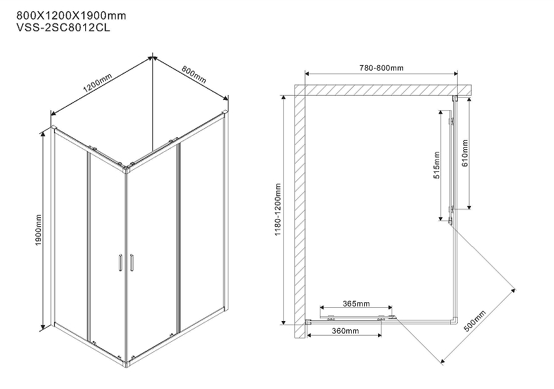 Душевой уголок Vincea Scala 120х80 хром стекло прозрачное VSS-2SC8012CL - 1
