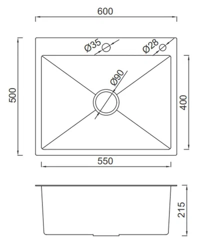 Кухонная раковина Gappo 60х50 сатин GS6050 - 1