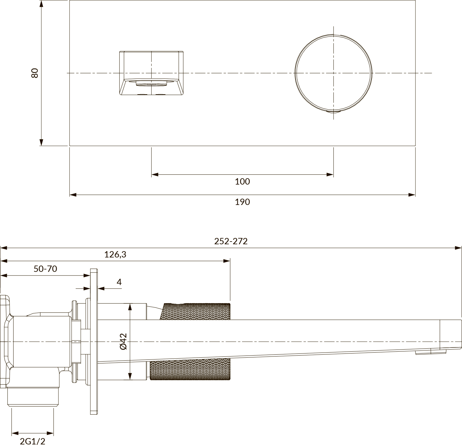 Смеситель для раковины Omnires Contour CT8015CR С ВНУТРЕННЕЙ ЧАСТЬЮ  хром - 3