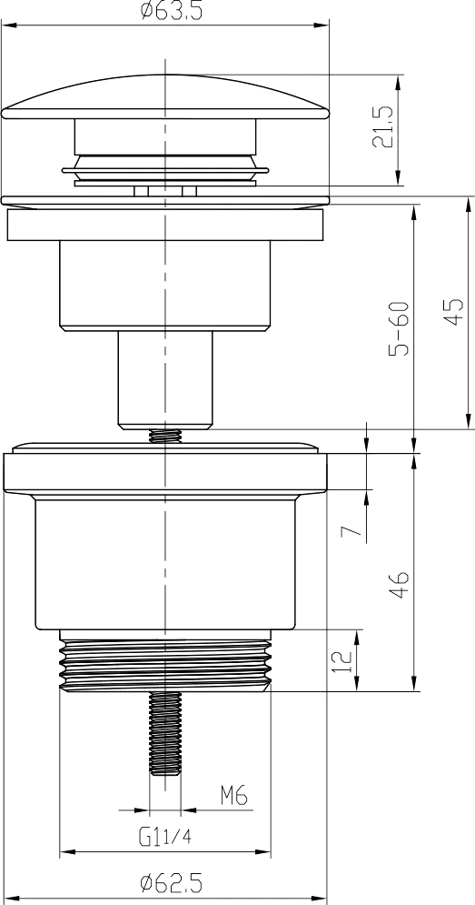 Донный клапан для раковины Lemark LM8500GM графит - 1