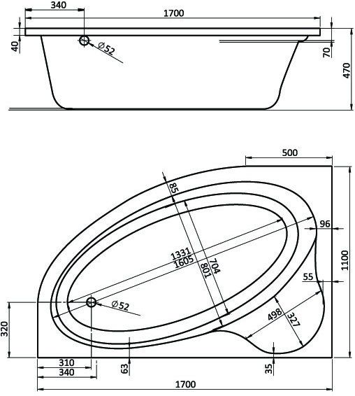 Акриловая ванна Santek Эдера 170x110 L 1.WH11.1.995 - 2