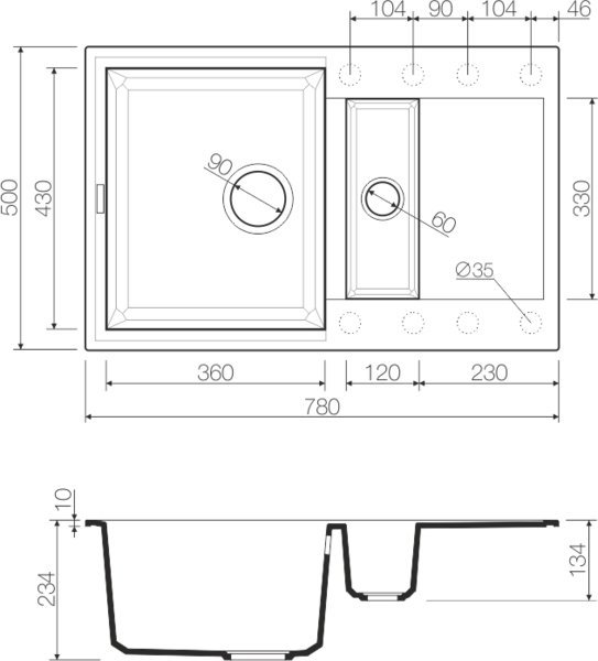 Мойка кухонная Omoikiri Sakaime 78-2-SA бежевая 4993116 - 2