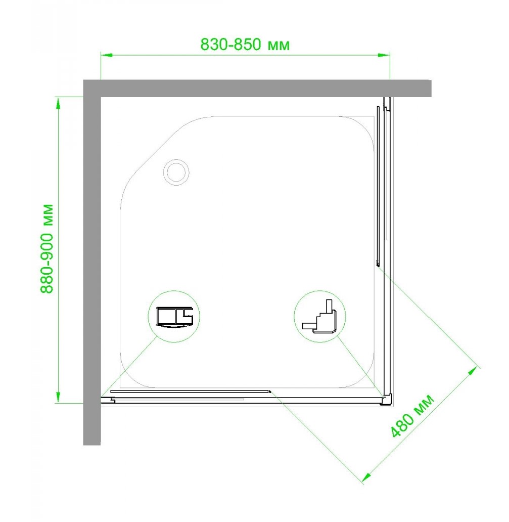 Душевой уголок Royal Bath HPD 85x90 профиль черный стекло прозрачное RB9085HPD-T-BL - 4