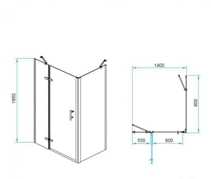 Душевой уголок RGW Passage PA-77B L 140x90 профиль черный стекло прозрачное 41087749-084L - 2