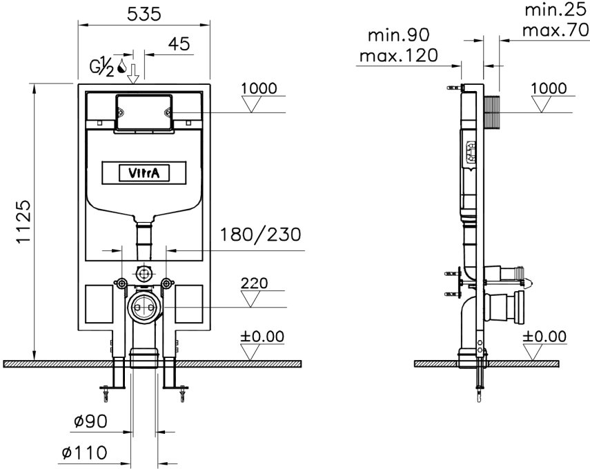 Система инсталляции для унитазов VitrA 748-5800-01 3/6 л - 1