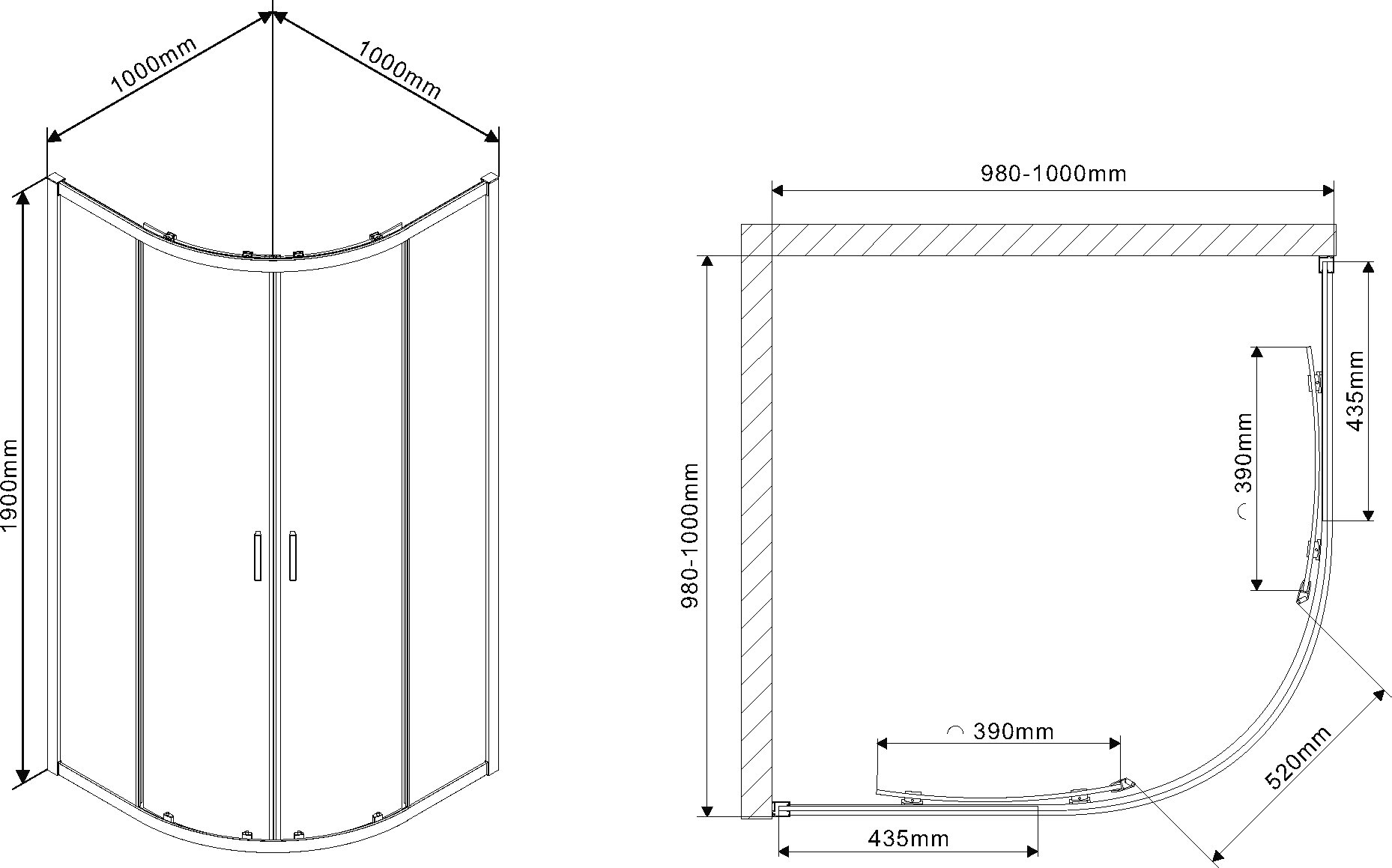 Душевой уголок Vincea Scala VSQ-2SC100CL 100x100, профиль хром, стекло прозрачное - 10