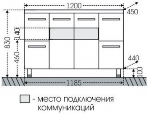 Тумба с раковиной Санта Омега 120 белый - 7