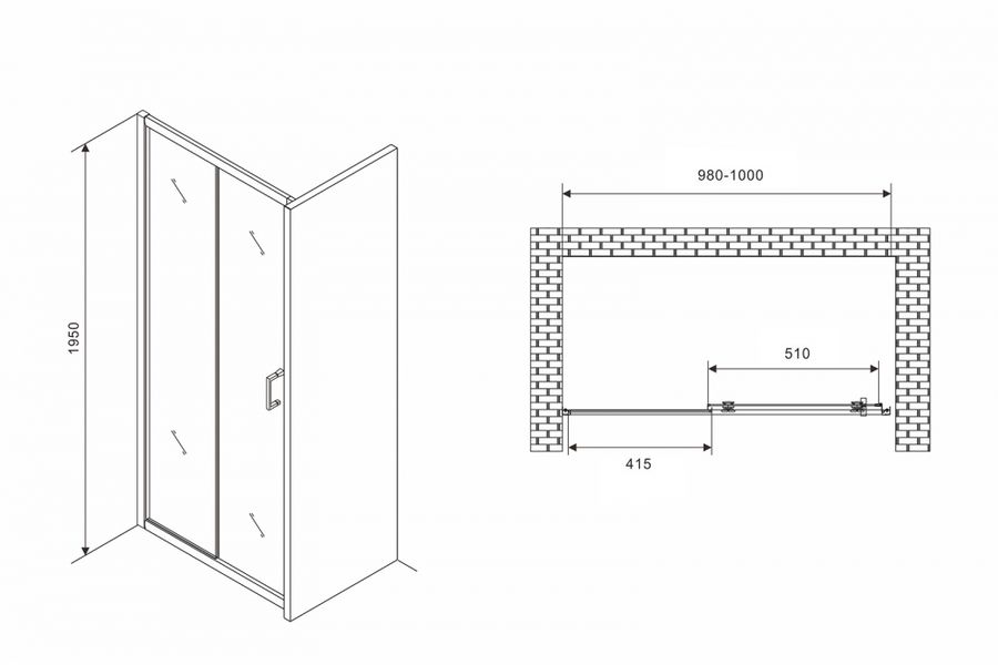 Душевая дверь ABBER Sonnenstrand 100 профиль черный  AG30100B5 - 3