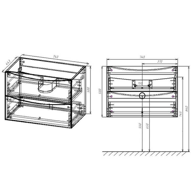 Тумба под раковину Vincea Mia 75 серый VMC-2MC750BT - 3