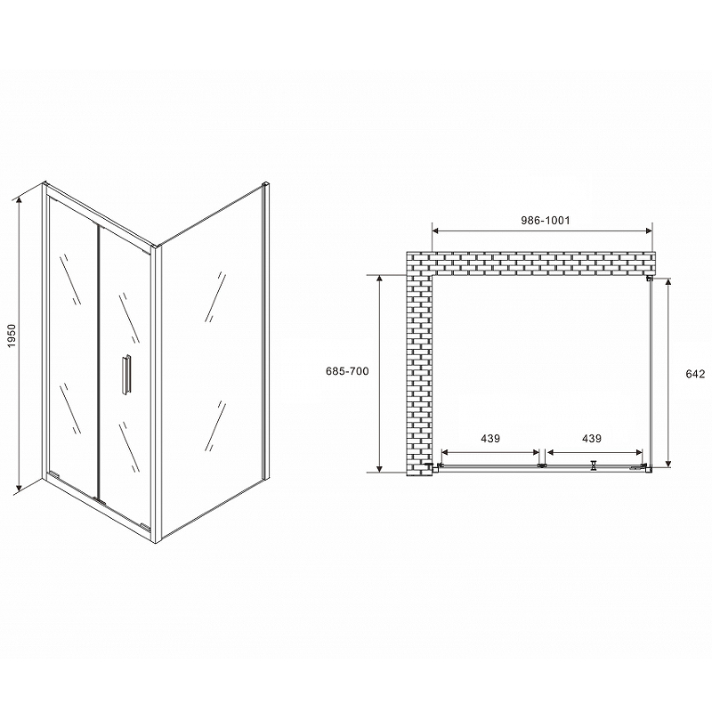 Душевой уголок Abber Sonnenstrand 100х70 черный стекло прозрачное AG07100B-S70B - 1