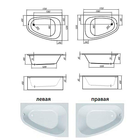 Акриловая ванна Kolpa San Chad 170х120 левая белая 5012-01 - 2