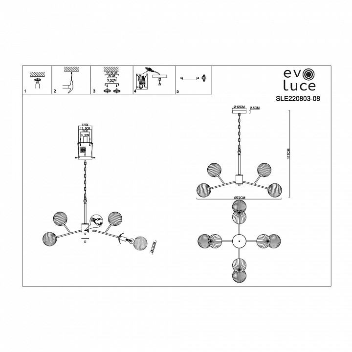 Подвесная люстра EVOLUCE Andria SLE220803-08 - 5