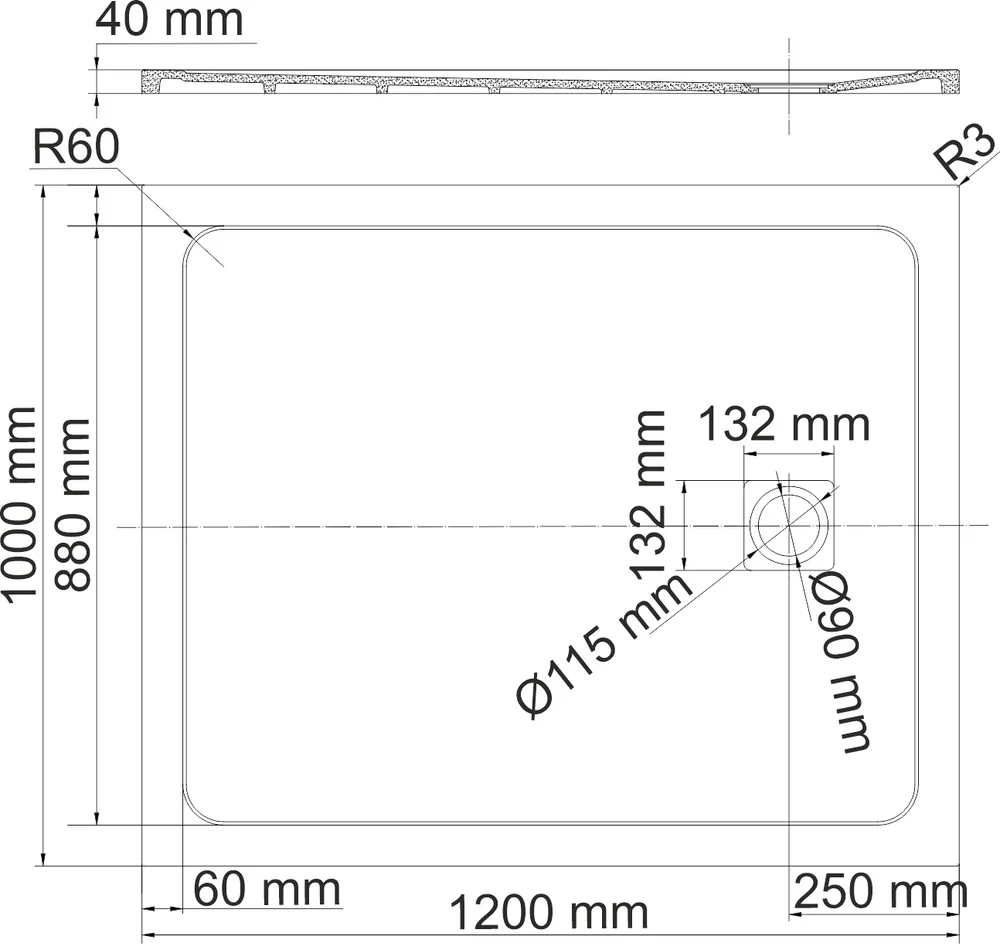 Поддон для душа Wasserkraft Neime 120х100 черный матовый 19T10 - 1