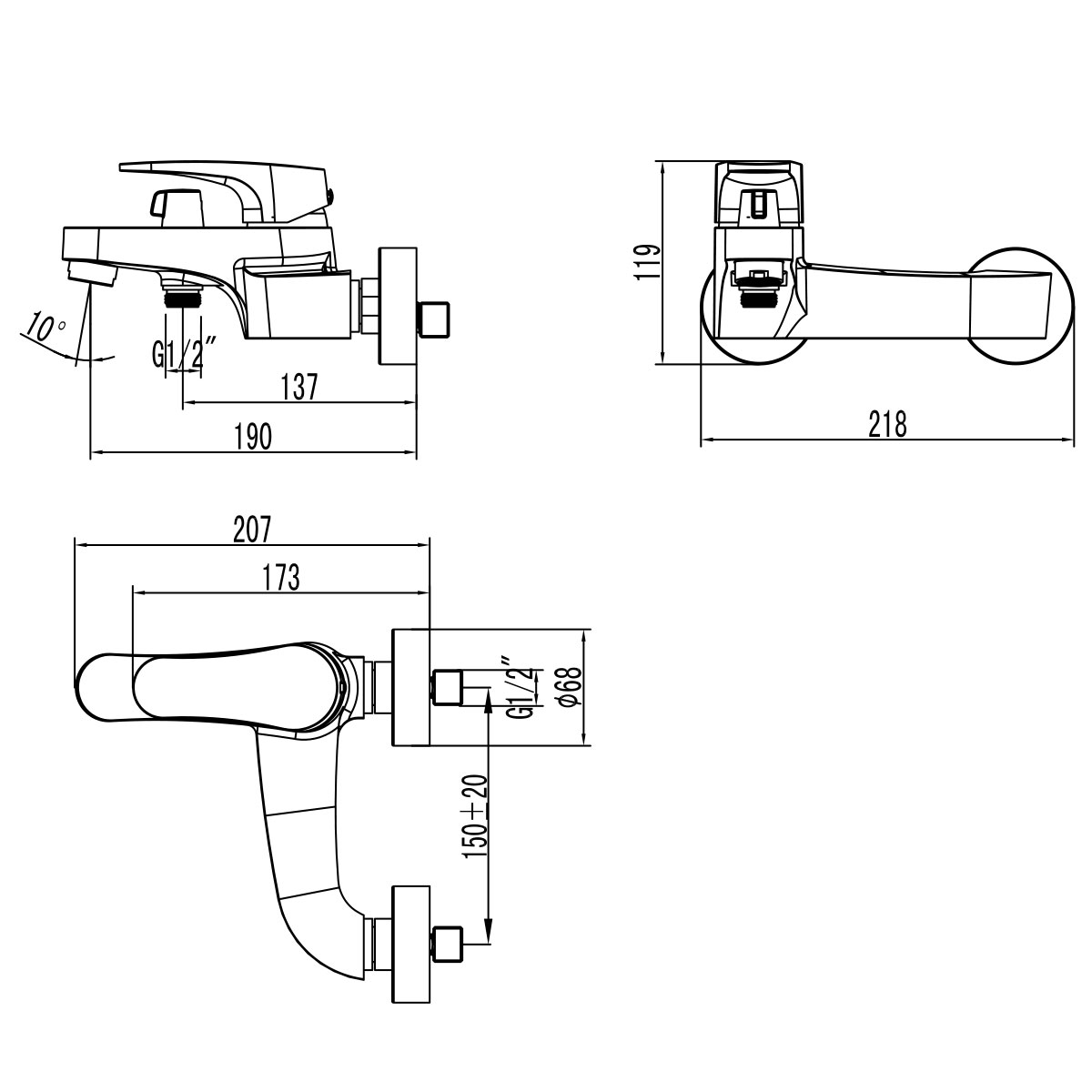 Смеситель Lemark Status LM4334C для ванны - 1