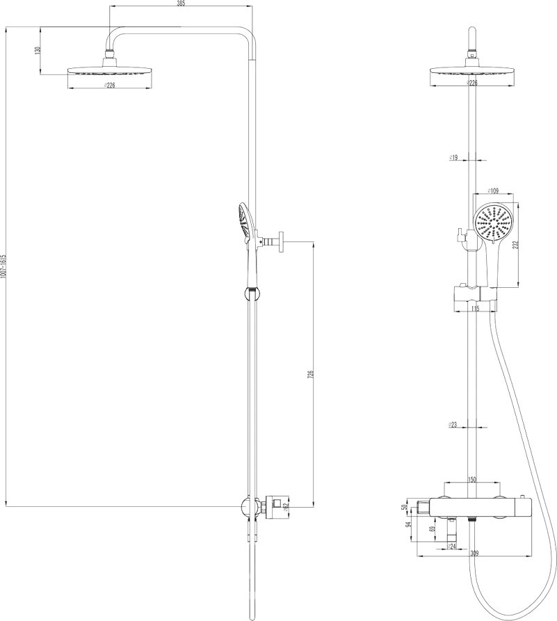 Душевая стойка Lemark Bronx c термостатом, графит LM3772GM - 6