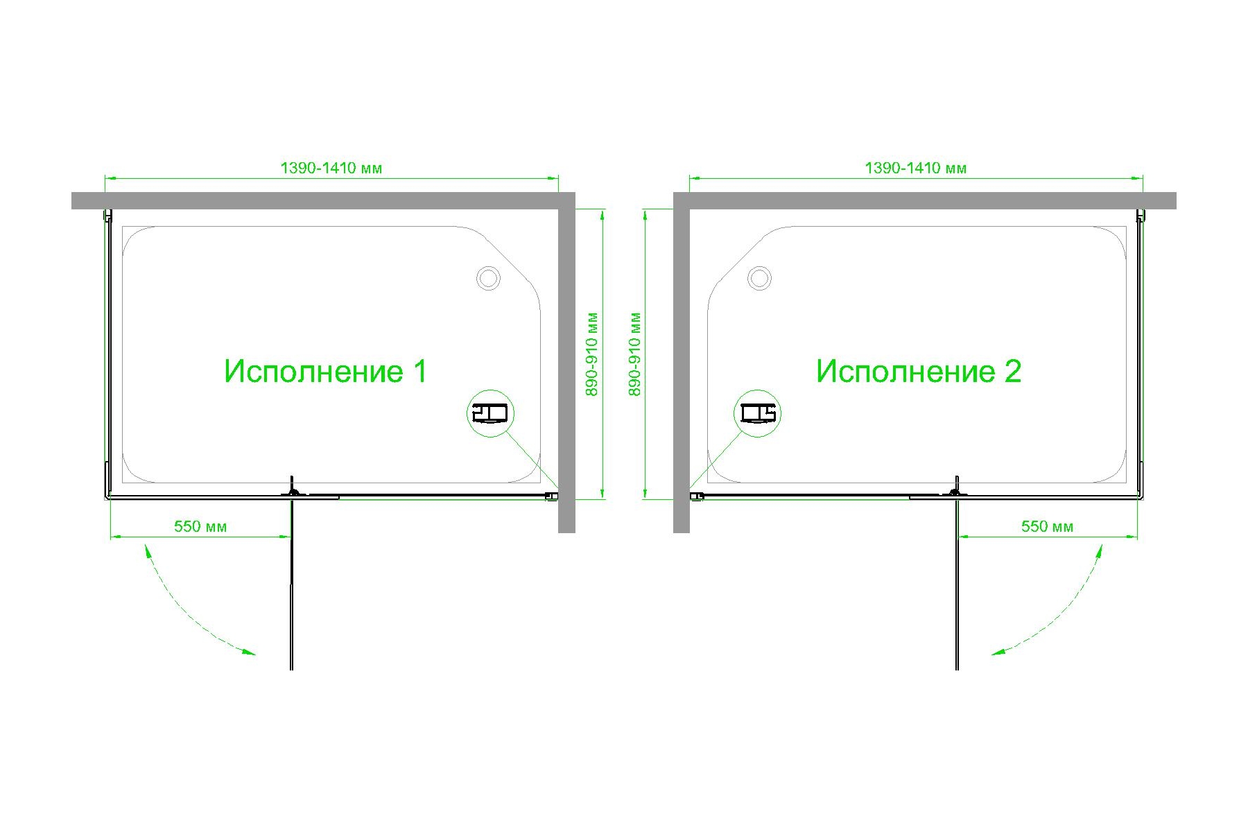 Душевой уголок Royal Bath HPVD 140х90 профиль белый стекло матовое RB9140HPVD-C - 3