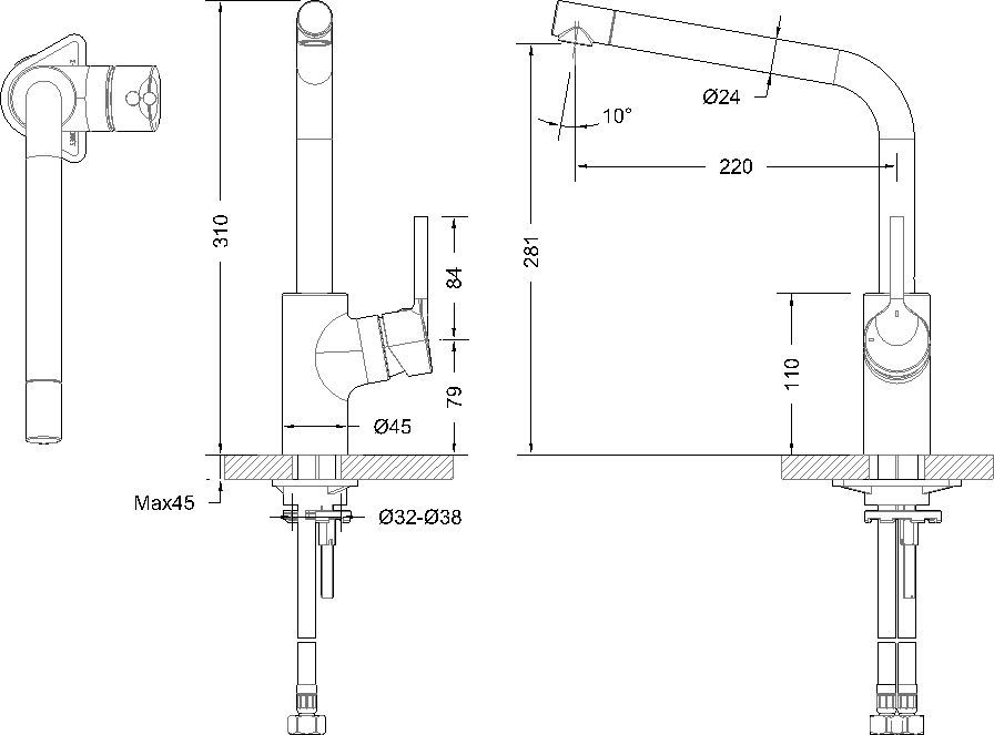 Смеситель Bravat Palace F7172217CP-1-RUS для кухонной мойки - 1