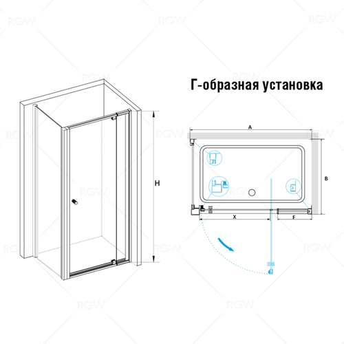 Душевой уголок RGW Passage 70х70 черный стекло прозрачное 41083277-014 - 1