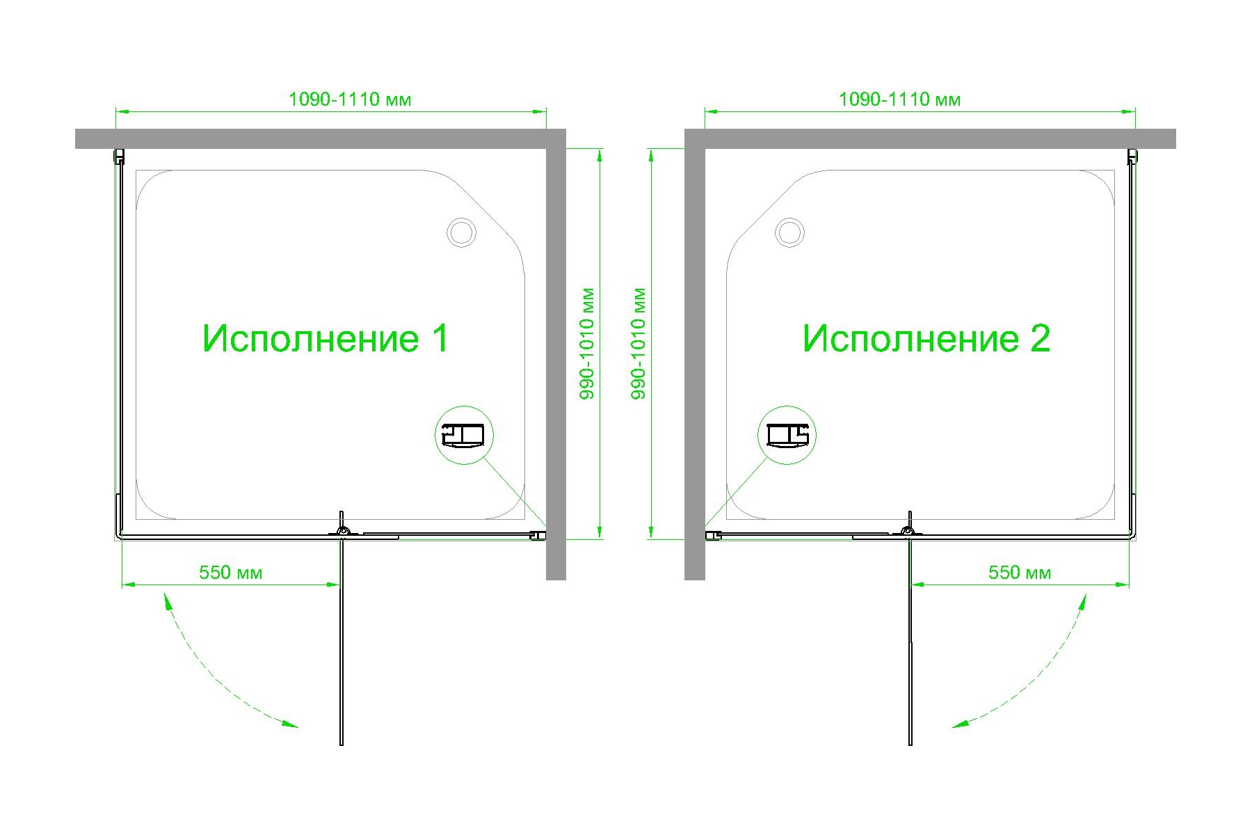 Душевой уголок Royal Bath HPVD 110х70 профиль белый стекло матовое RB7110HPVD-C - 3