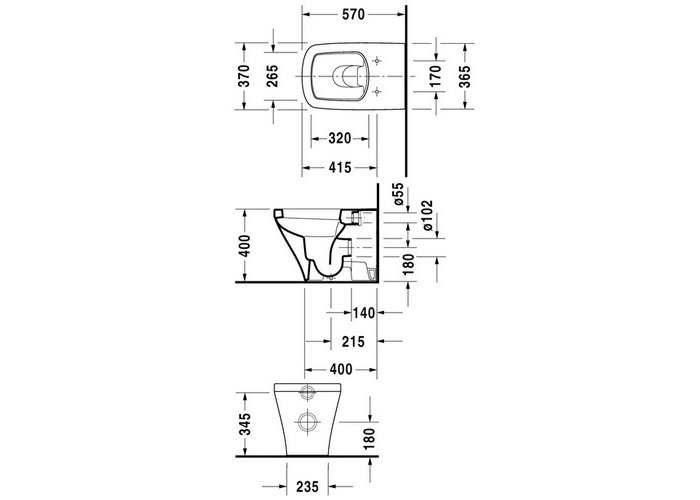 Чаша для напольного унитаза Duravit DuraStyle белый, без сиденья  2150090000 - 1