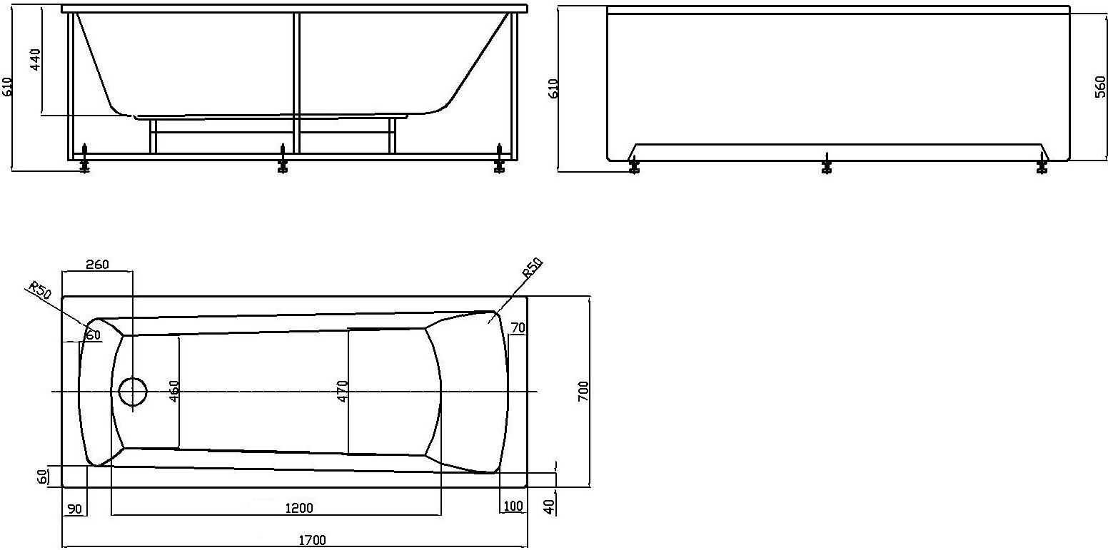 Акриловая ванна Акватек Либра New 170x70 слив слева, с фронтальным экраном LIB170N-0000004 - 2