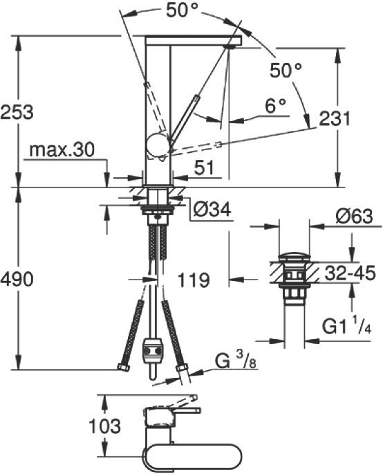 Смеситель Grohe Plus 23844003 для раковины - 2