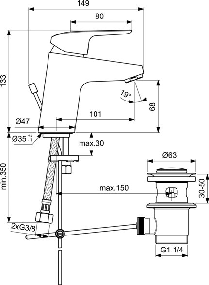 Смеситель для раковины Ideal Standard Ceraflex  B1707AA - 1