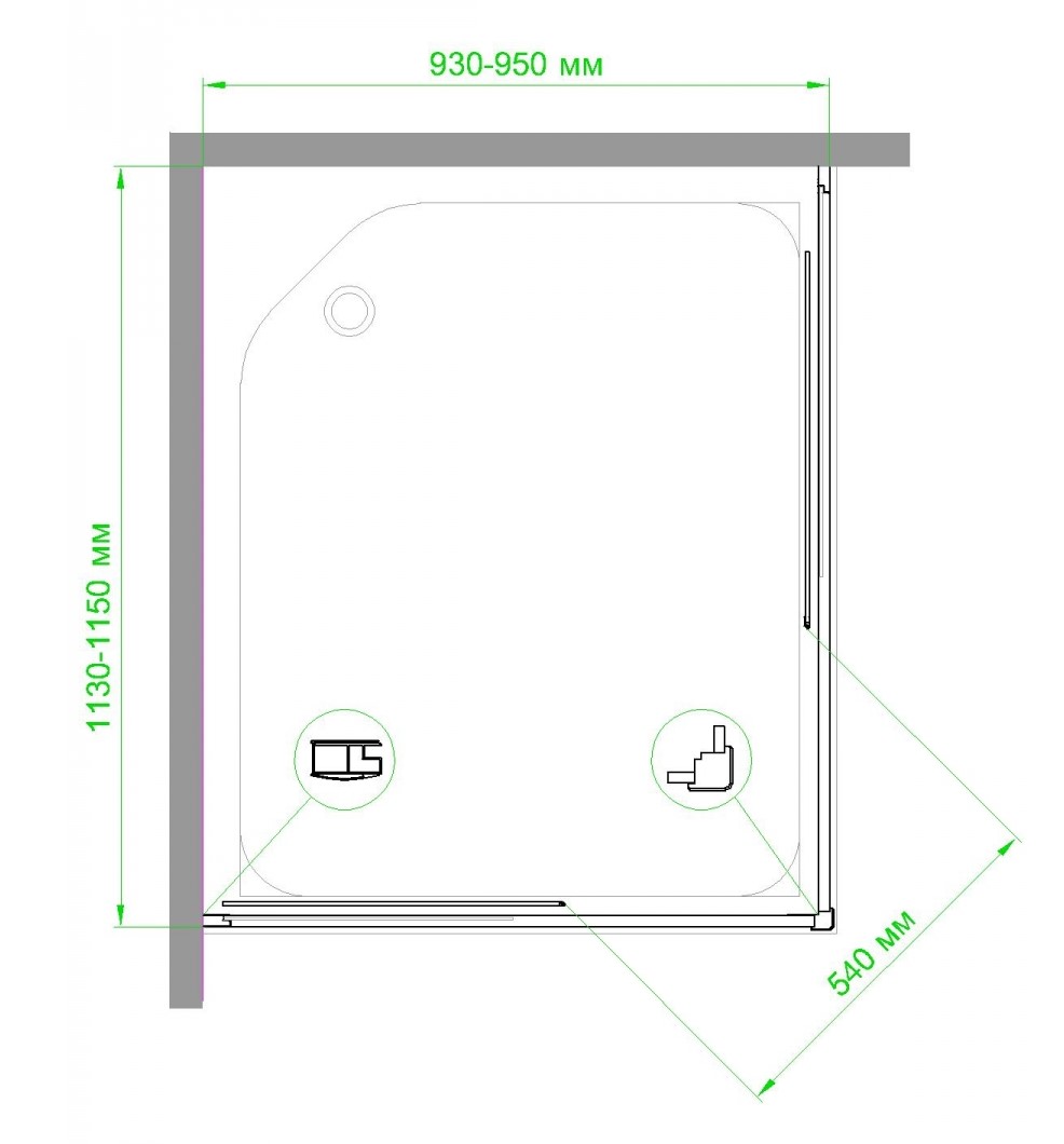 Душевой уголок Royal Bath HPD 95x115 профиль белый стекло матовое RB11595HPD-C - 4