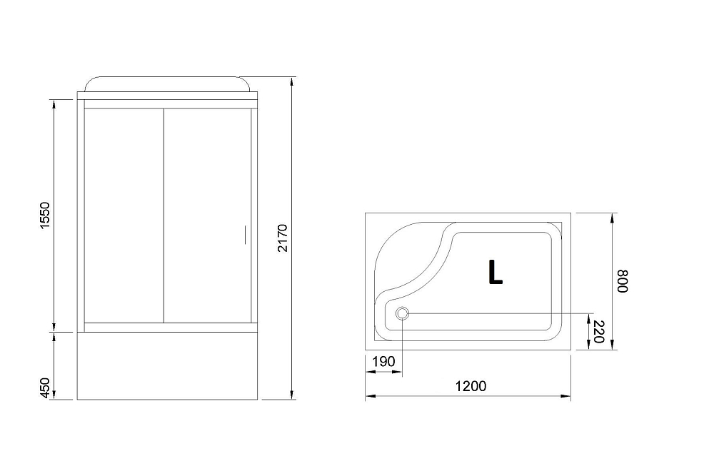 Душевая кабина Royal Bath 120х80 левая хром стекло прозрачное RB8120BP6-WT-CH-L - 2