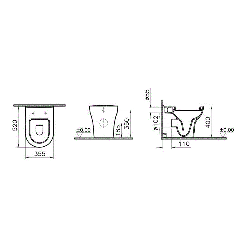 Унитаз приставной Vitra Zentrum с крышкой, белый (5788B003-0075) - 1