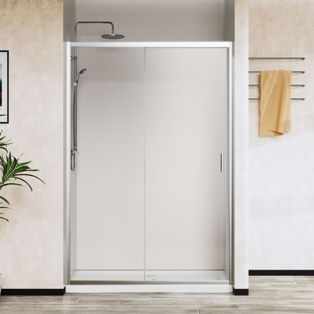 Душевая дверь в нишу Vincea City 120х195 профиль хром стекло прозрачное  VDS-5CT120CL - 0