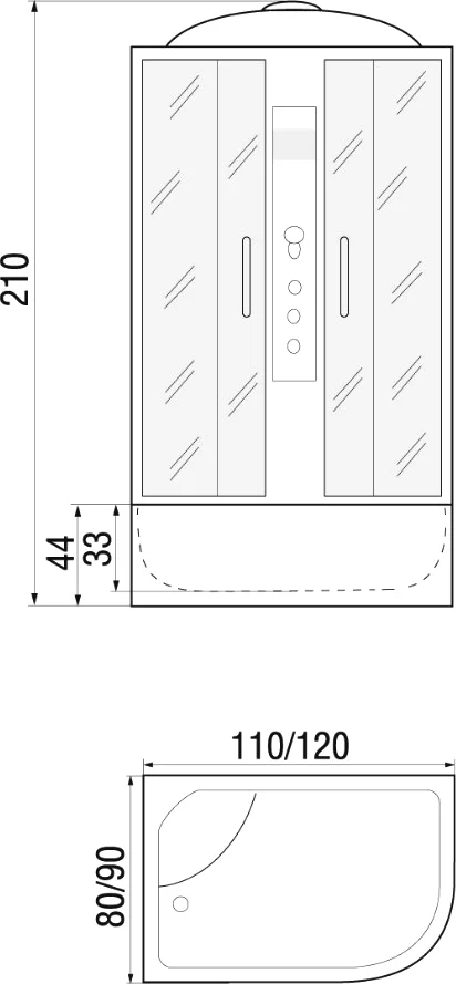 Душевая кабина с поддоном River Dunay XL 120/80/44 TH L  10000006183 - 2