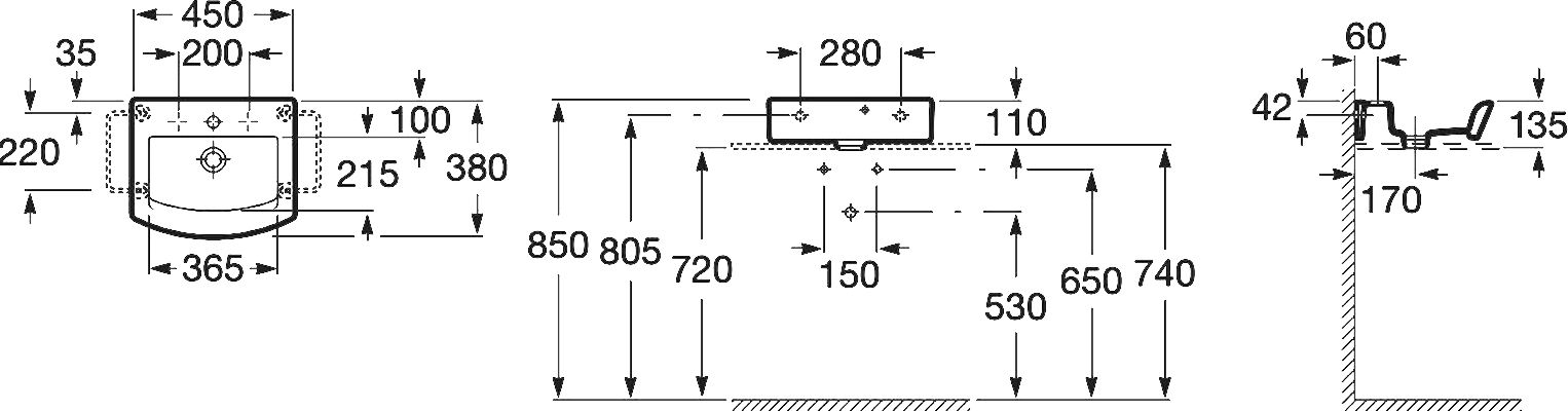 Рукомойник Roca Hall 327624000 45 см - 4