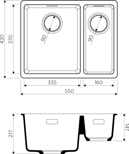 Мойка кухонная Omoikiri Kata 55-2-U-BE ваниль 4993387 - 2