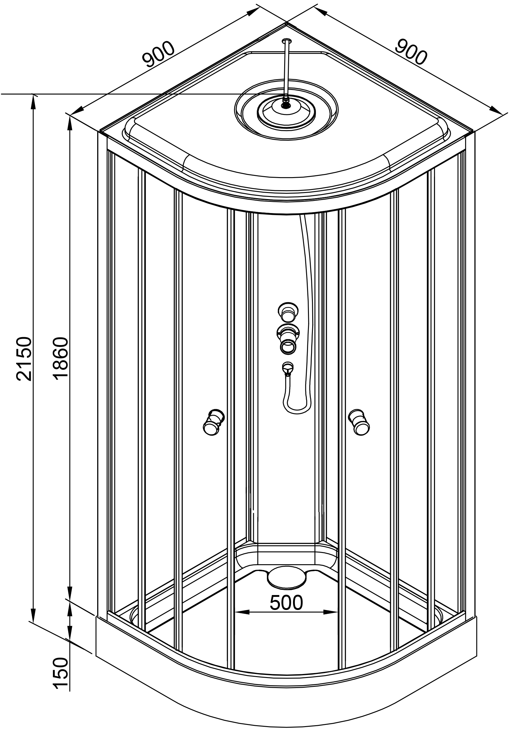 Душевая кабина DETO L809GMBLACK - 15